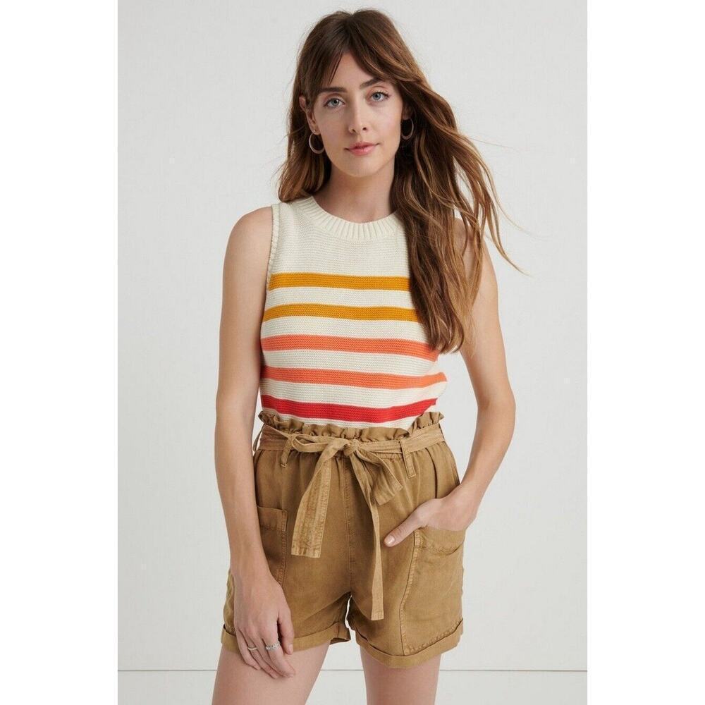 Lucky Brand Women's Striped Sweater - White, Orange, Pink